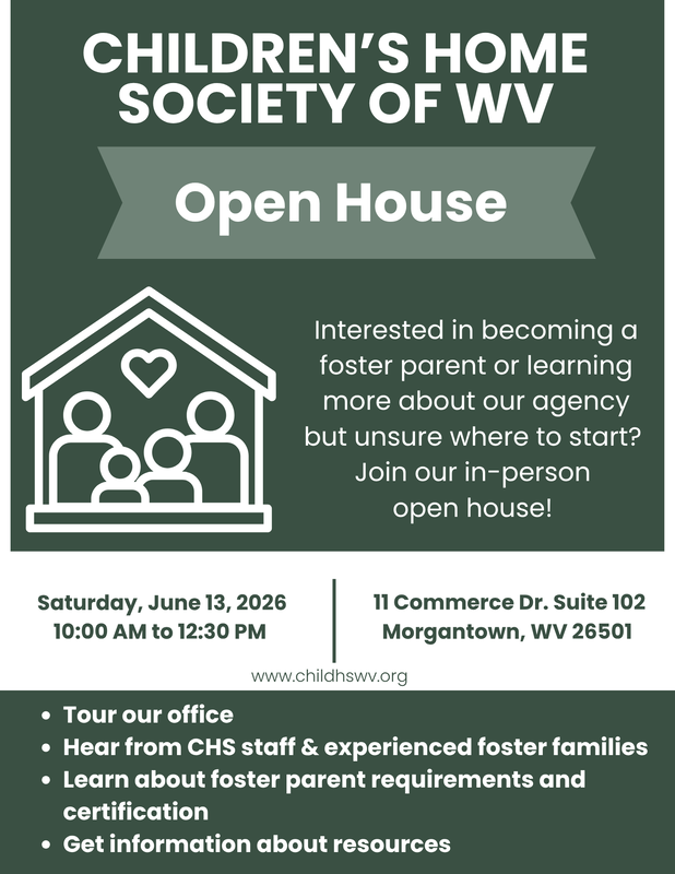 Children's Home Society of WV Open House, Saturday, June 12, 2026 from 10:00 Am - 12:30 PM at 11 Commerce Dr. Suite 102, Morgantown