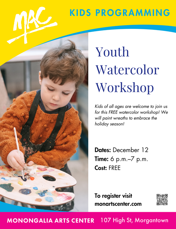 MAC Kids Programming Youth Watercolor Workshop December 12 6:00 - 7:00 pm Cost Free