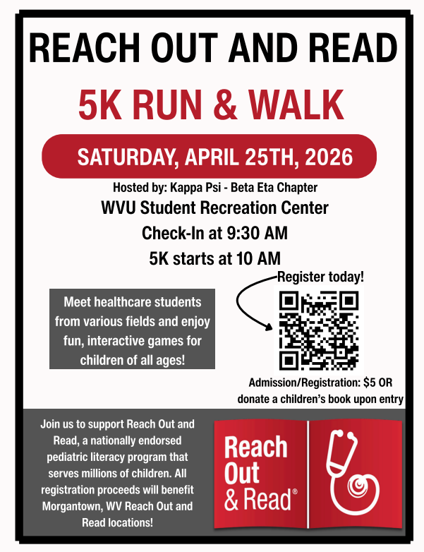 Reach out and Read 5K Run and Walk on April 25, 2026.  register by scanning QR code