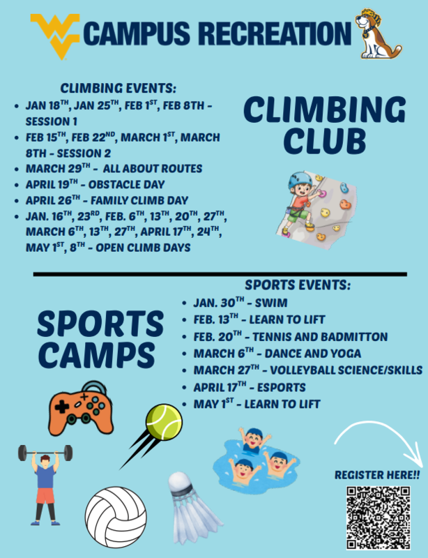 WVU Campus Recreation Climbing Club and Sports Camp Events