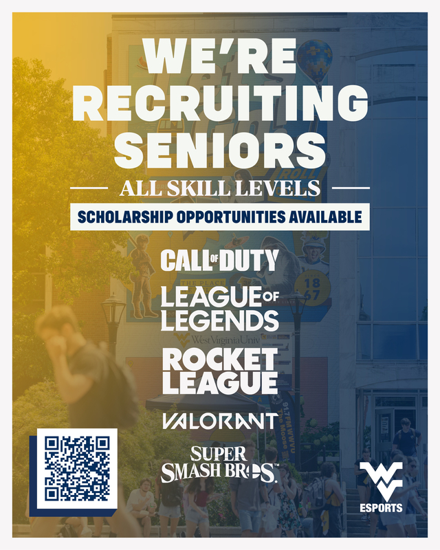 WVU ESports - Scholarship opportunities - scan QR code for details