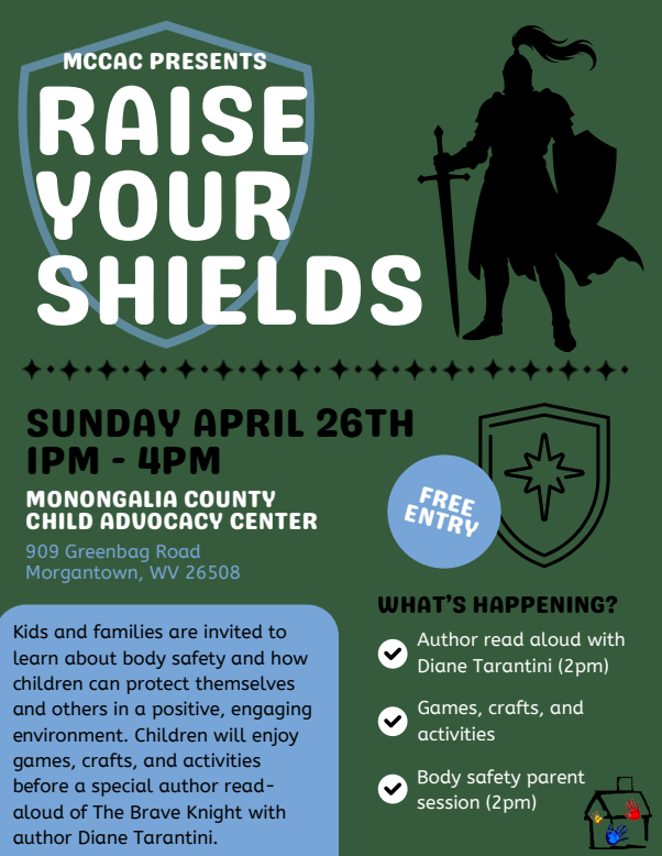 MCCAC Presents Raise Your Shields - Sunday April 26th from 1 - 4PM - Entry is Free - Read Aloud and Games - at 909 Greenbag Road