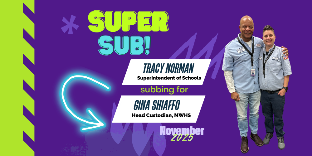 super sub and two people standing with blue shirts