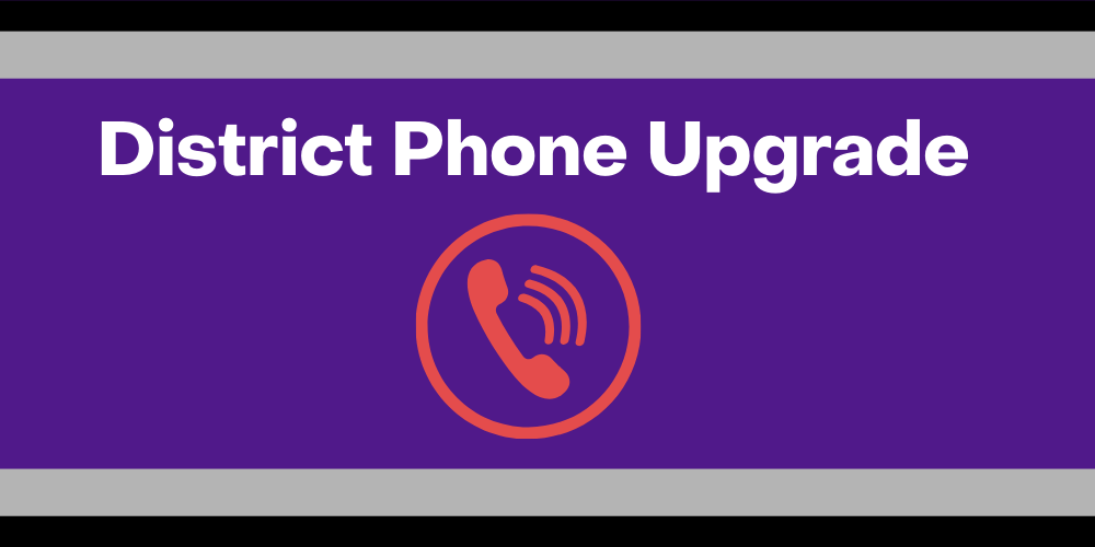 white text with purple, black and grey background with a red phone