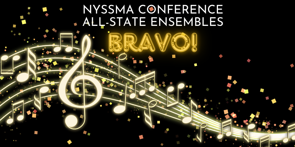 BLACK BACKGROUND WITH MUSICAL NOTES AND GOLD BRAVO