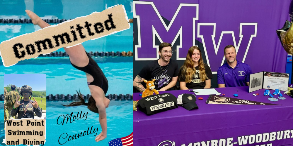 Molly Connolly commits to swim and dive for West Point, photo  with her coaches