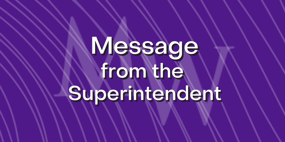 purple background with white text