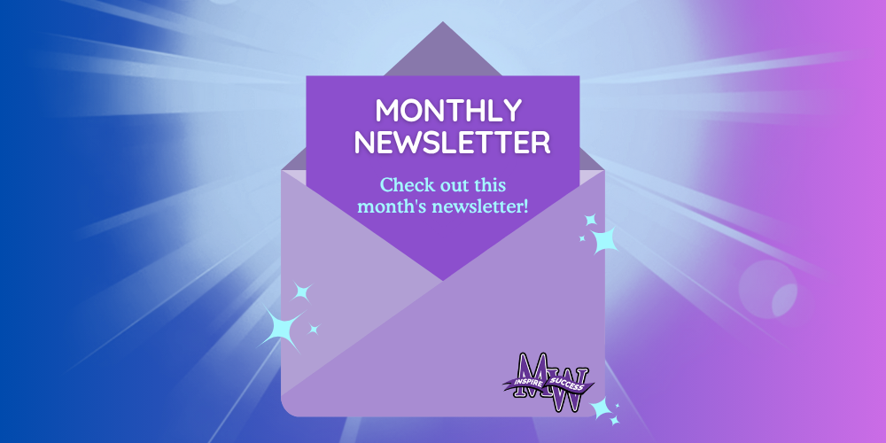 image with text: Monthly Newsletter - Check out this month's news!
