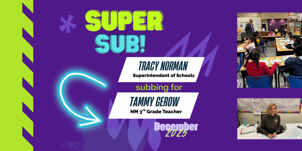 super sub green and purple background with two photos