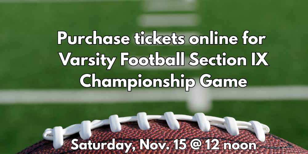 football image reminding people to get tickets for Saturday's football game. See website for more information.