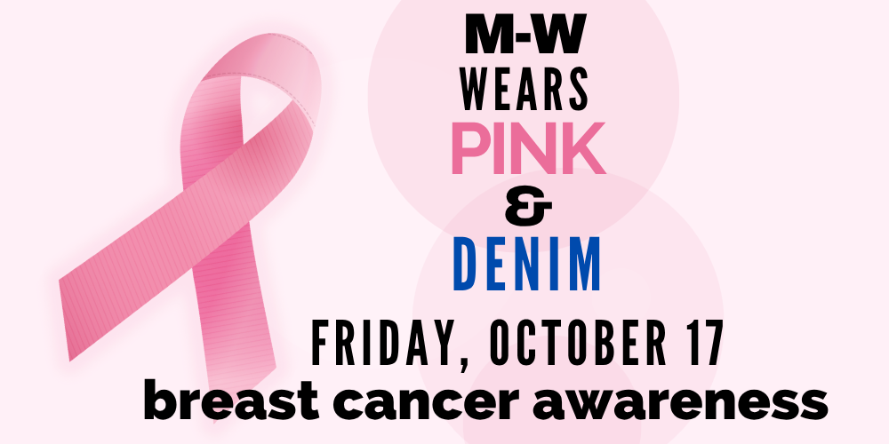 pink background with pink ribbon and black text
