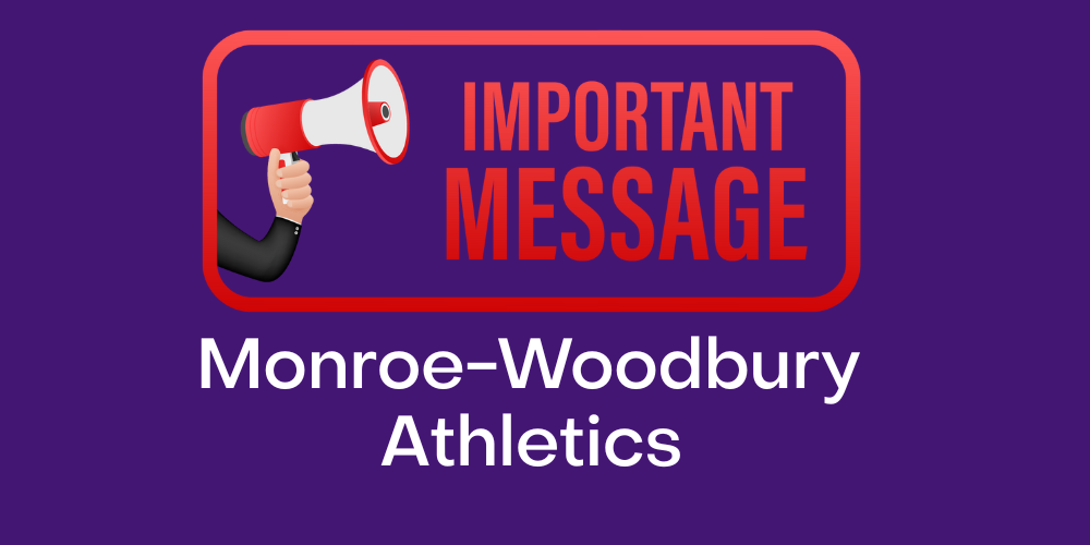 purple background with white and red text with a bullhorn