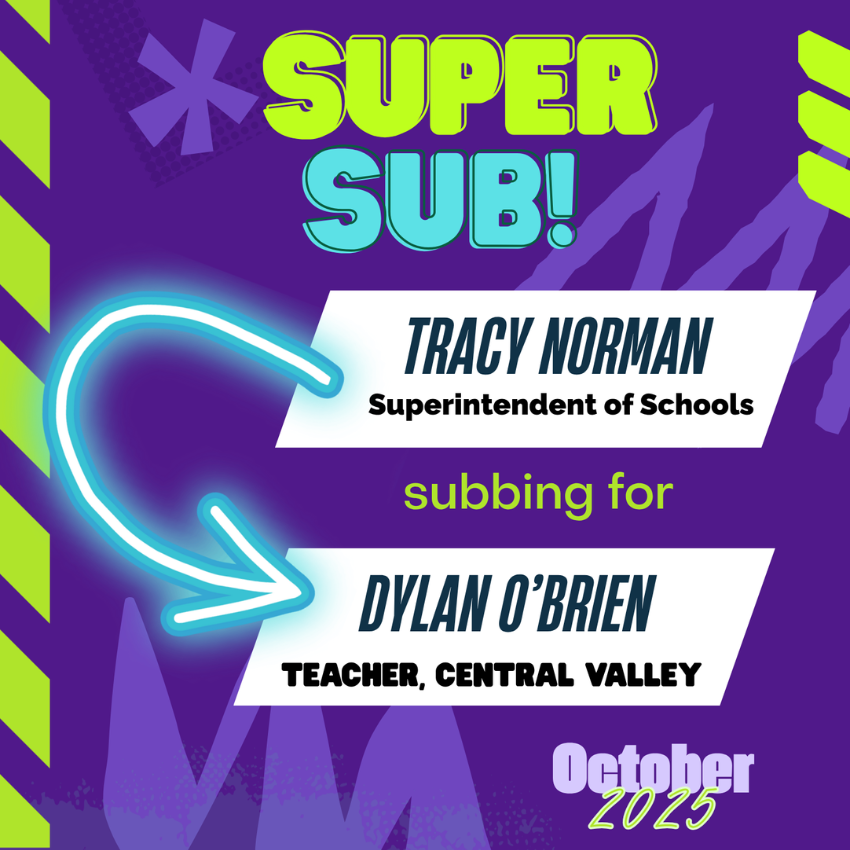 purple and green background with text that says super sub