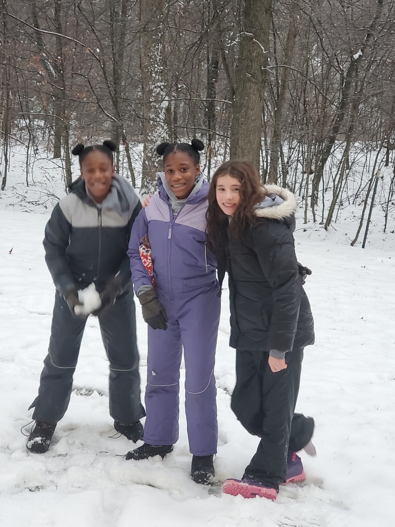 three girls having fun in the snow