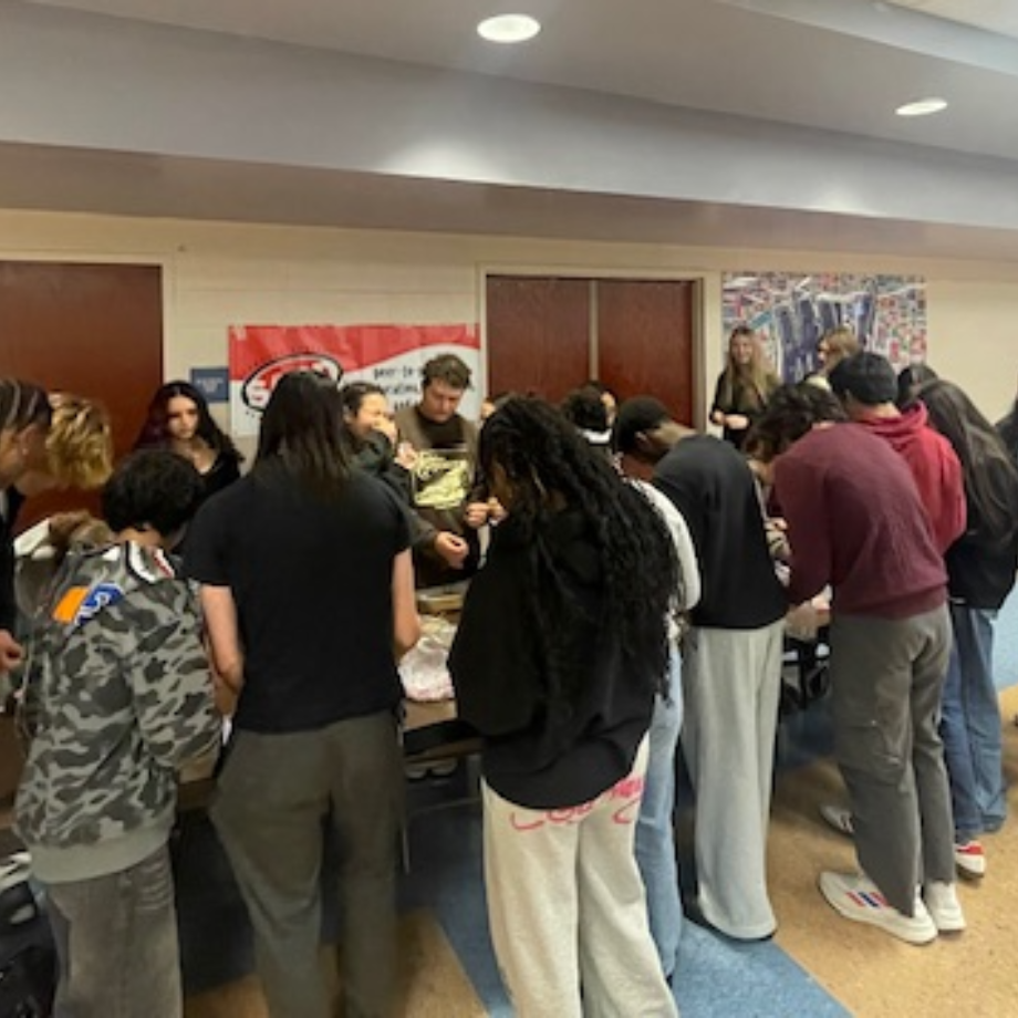 students standing in line