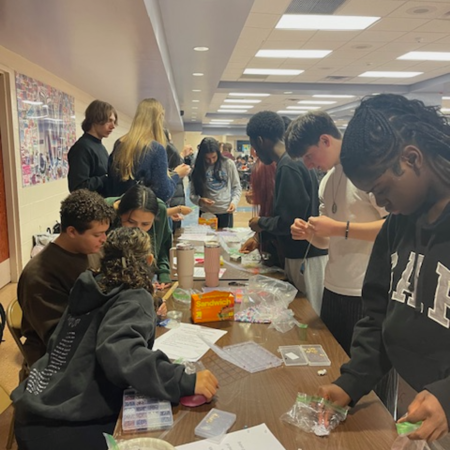 students standing in a hallway