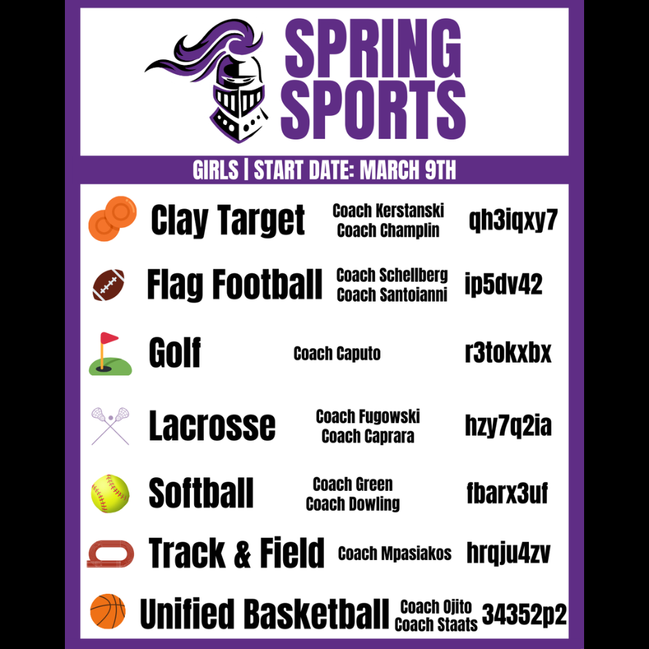 spring sports girls start date March 9