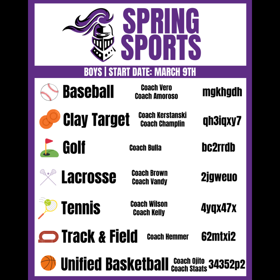 spring sports boys start date March 9