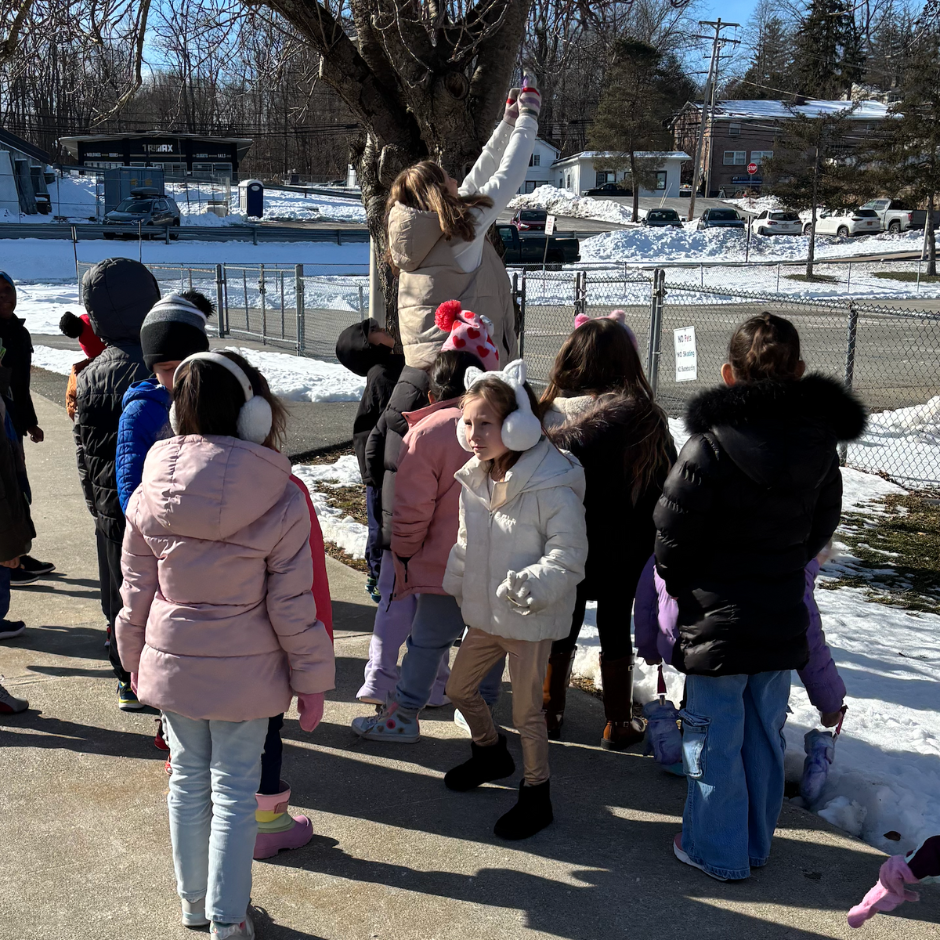 students standing outside