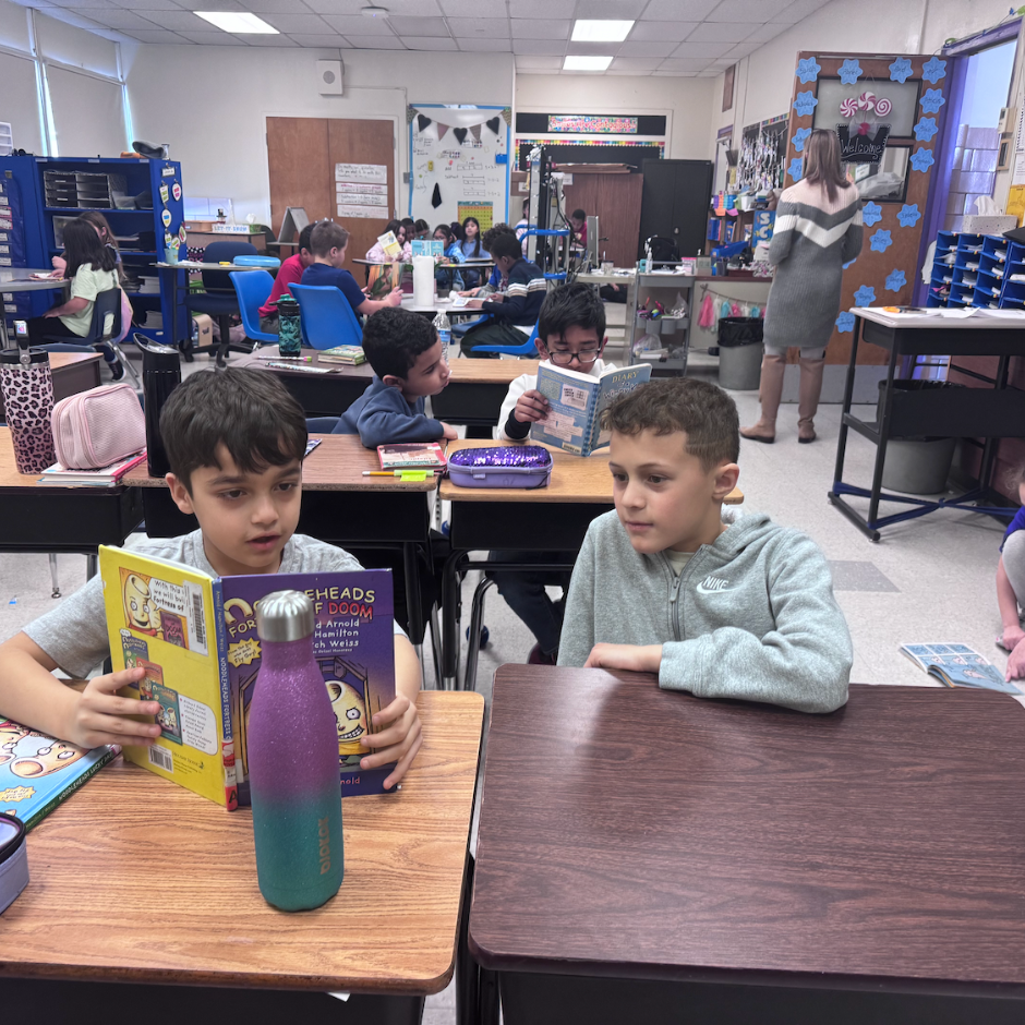 two students reading 