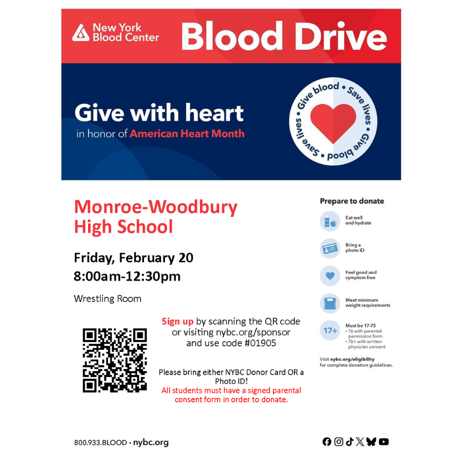 new york blood drive. Give with heart in honor of American Heart Month