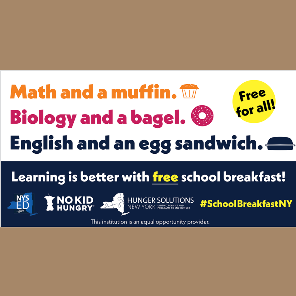 math and a muffin, biology and a bagel, english and an egg sandwich. Free for all