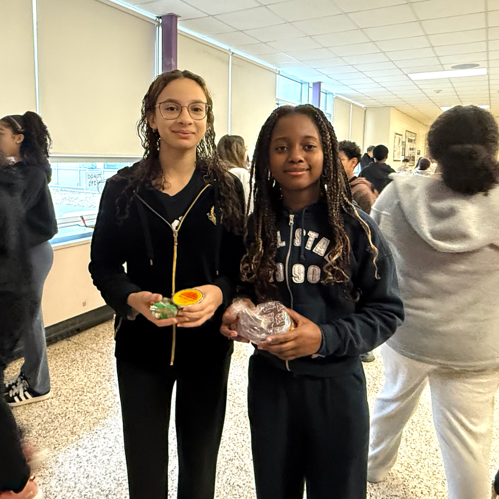 students standing on line in cafeteria