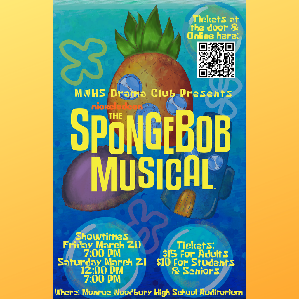 High school drama club presents Sponge Bob on March 20 and March 21, tickets available online and at the door