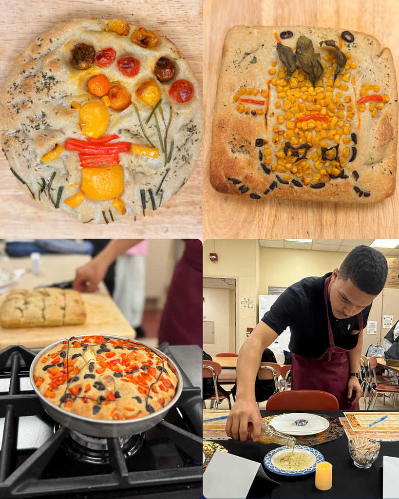 four photos of bread 