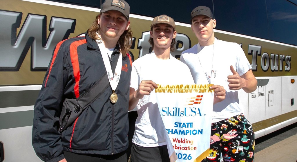 Cameron Brown and teammates who won first place at SkillsUSA NYS Conference in welding fabrication