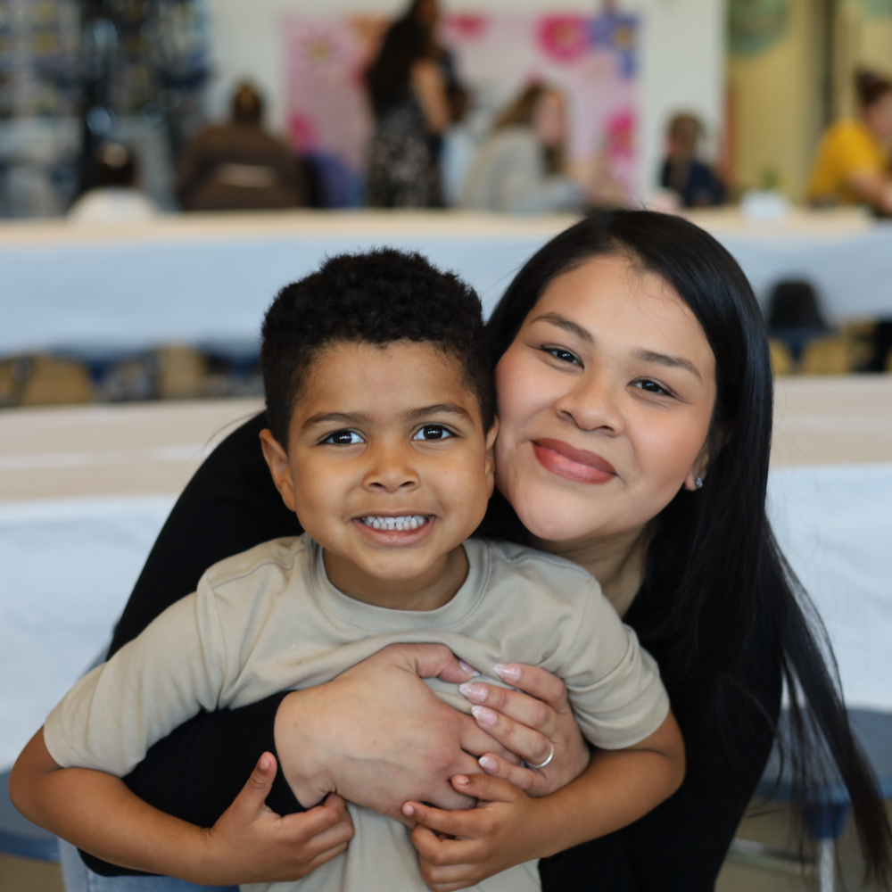 woman and son smiling
