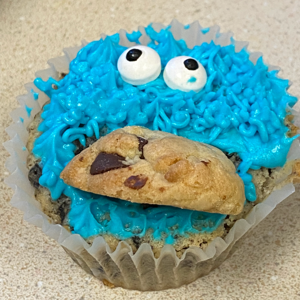 blue frosting on a cupcake