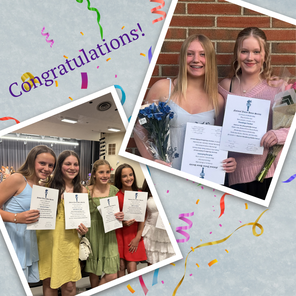 new members of National Junior Honor Society with their certificates