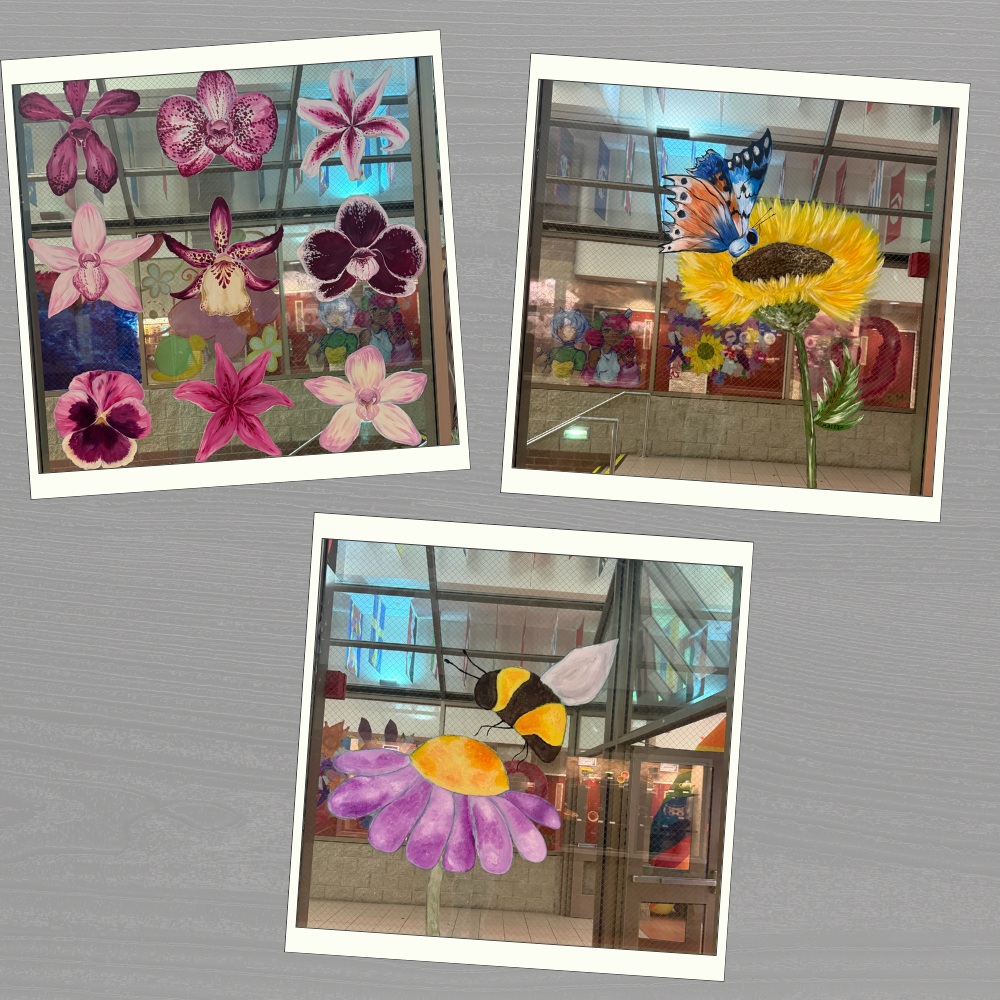 Paintings of flowers and bees