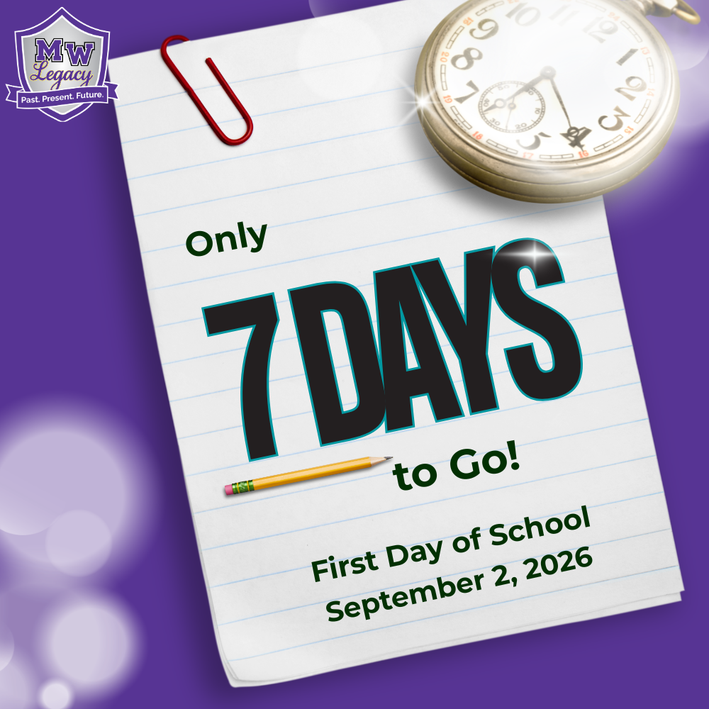 Only 7 days to go. First Day of School September 2, 2026