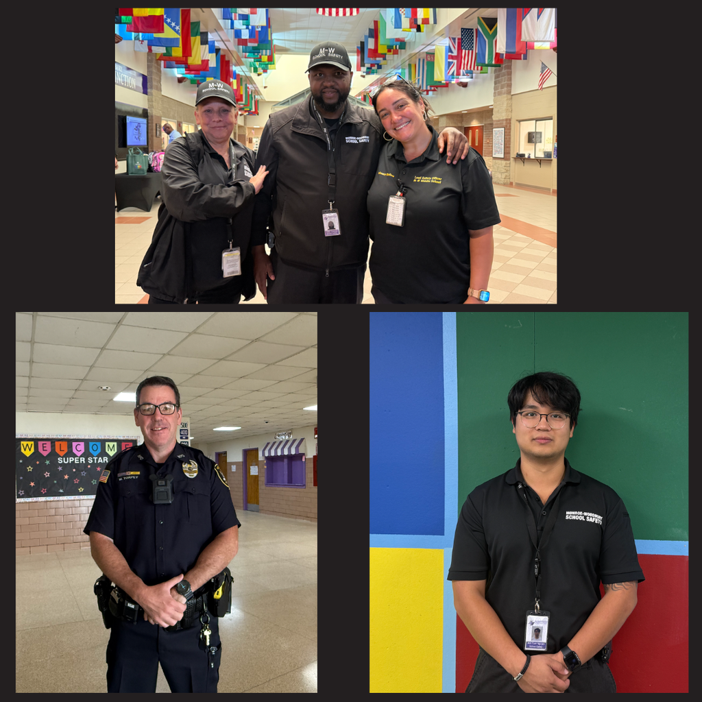 three photos of security officers wearing black 