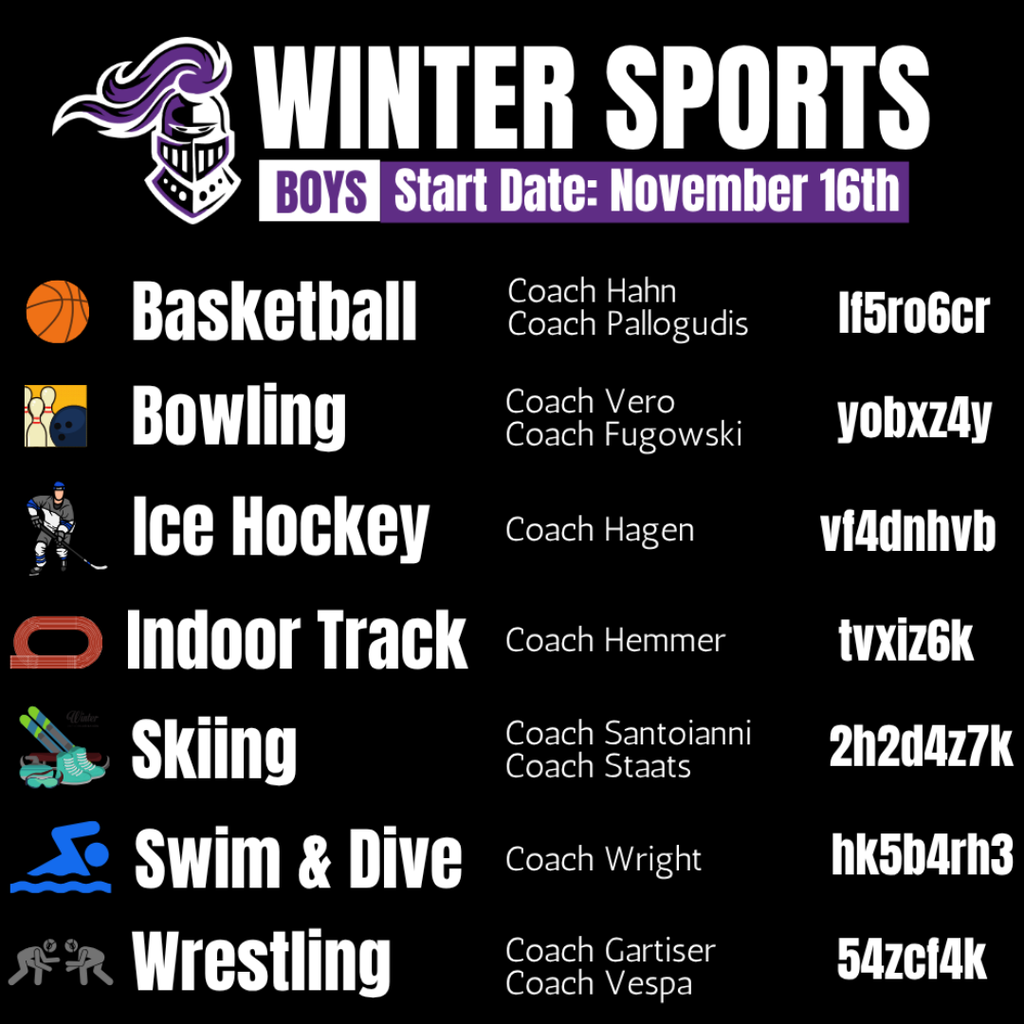 Winter sports, boys start date, November 16