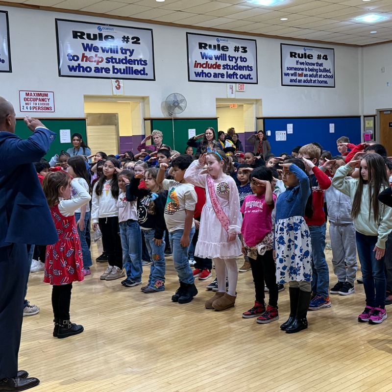 class standing at attention