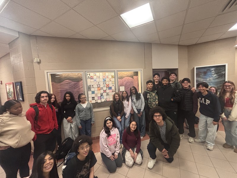 students with the freedom quilt