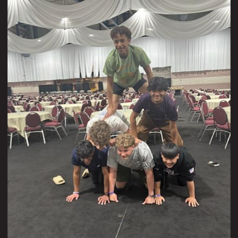 students making a pyramid