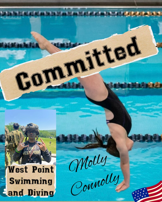 Molly diving with a committed to West Point message