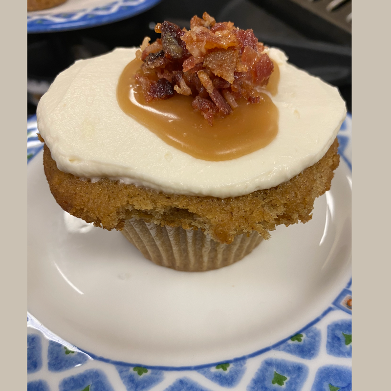 bacon on top of cupcake