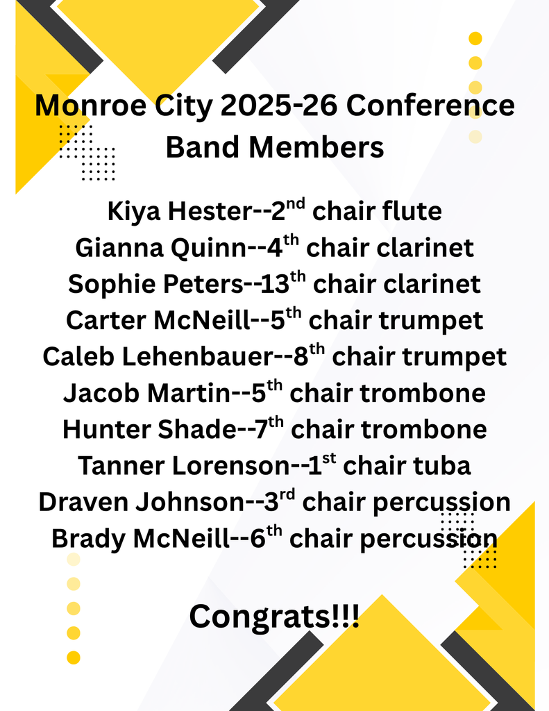 Monroe City 2025-26 Conference Band Members