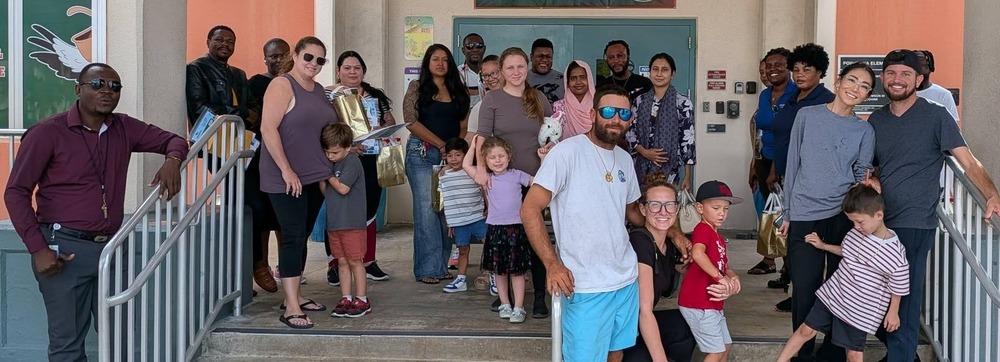 Kindergarten families attending event