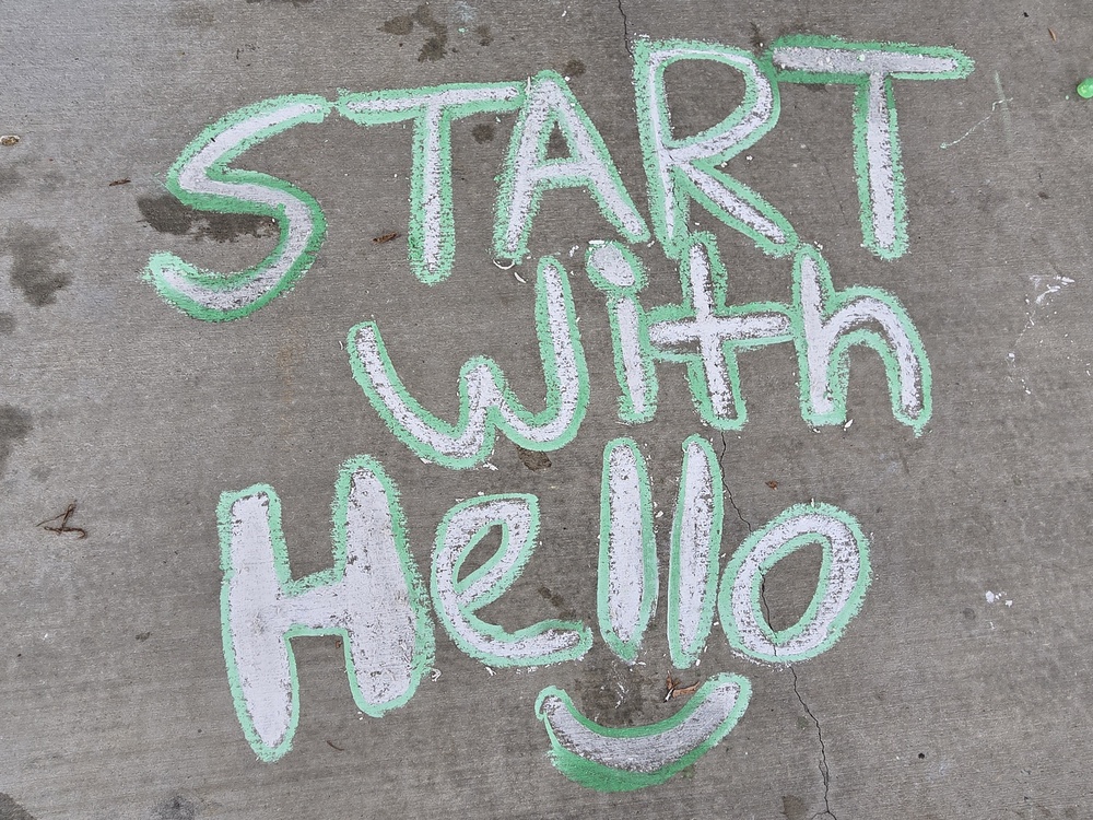 start with hello written in chalk