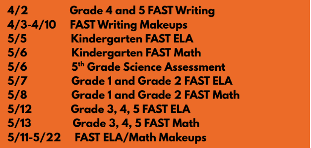 Plan ahead for FAST Testing!