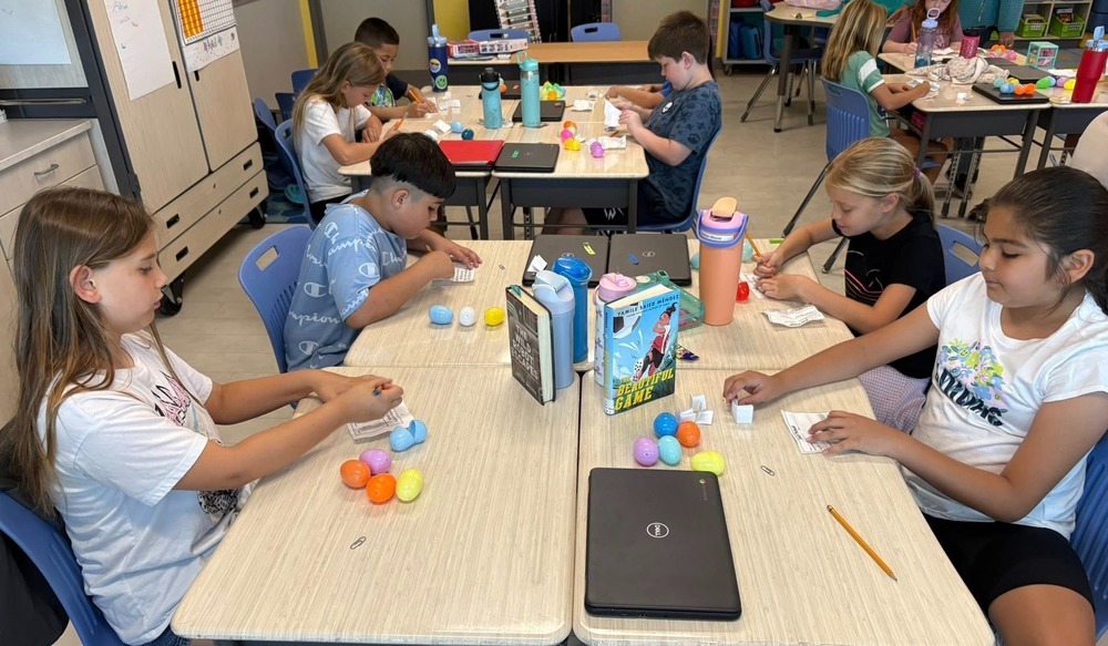 solving math problems from Easter eggs