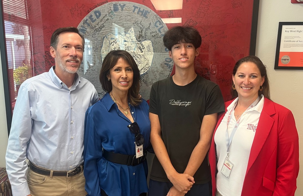 Mr. and Mrs. Barrett, Matthew Barrett and Principal at KWHS, Rebecca Palomino