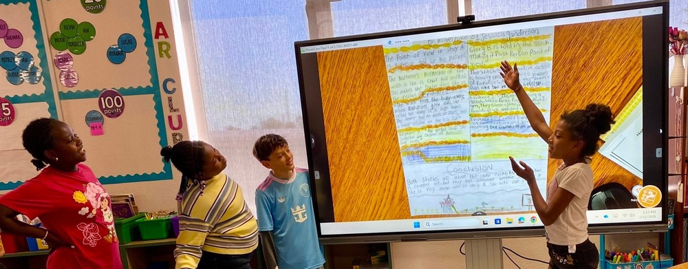 Students analyzing data