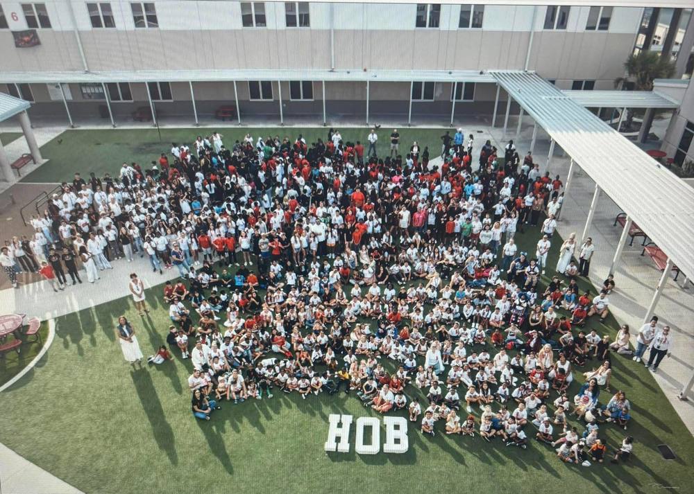 School-wide photo for Red Ribbon Week